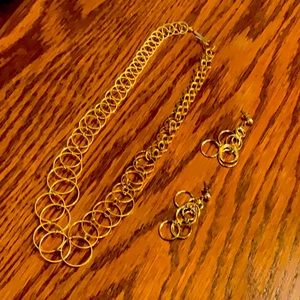 Gold plated 18 in. necklace with pierced earrings. Excellent condition!!